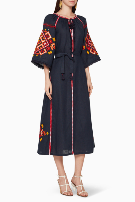 Pangaea Long Dress in Navy Blue