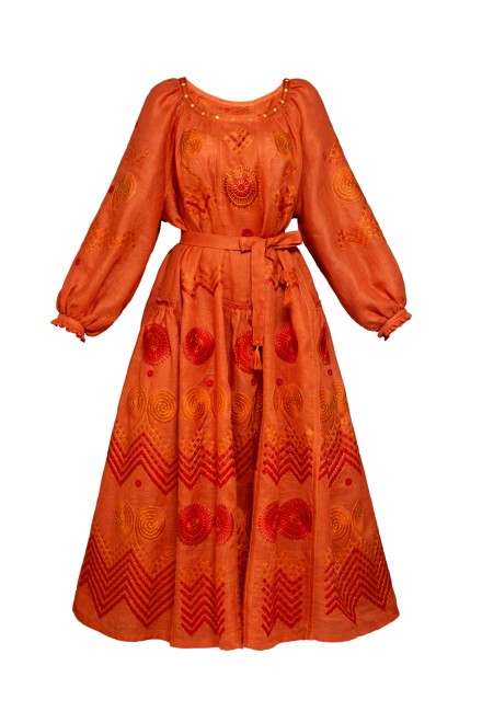 Gaia long dress in Orange