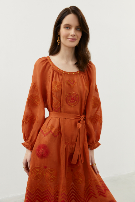Gaia long dress in Orange