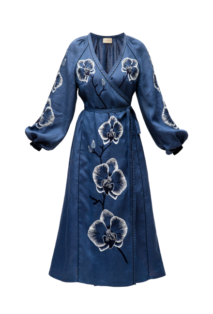 Orchid midi dress in blue