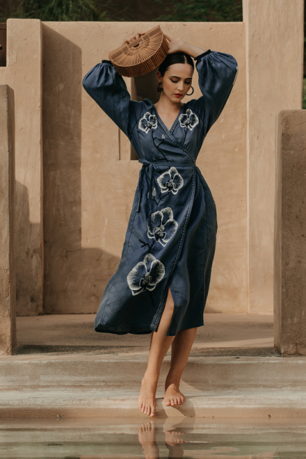 Orchid midi dress in blue