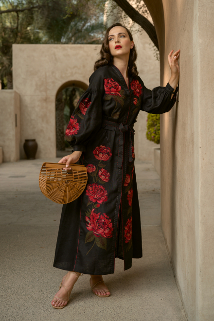 Orchid long dress in black