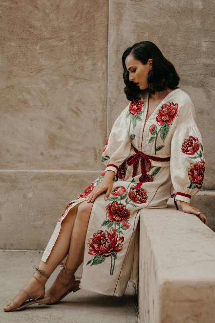 Peony long dress in Ivory