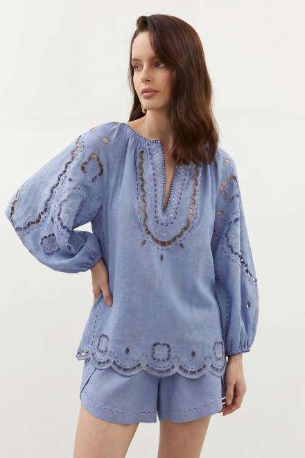 Merezhivo long blouse in Pale blue