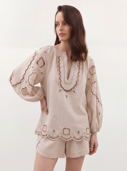 Merezhivo long blouse in Nude