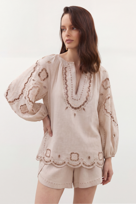 Merezhivo long blouse in Nude