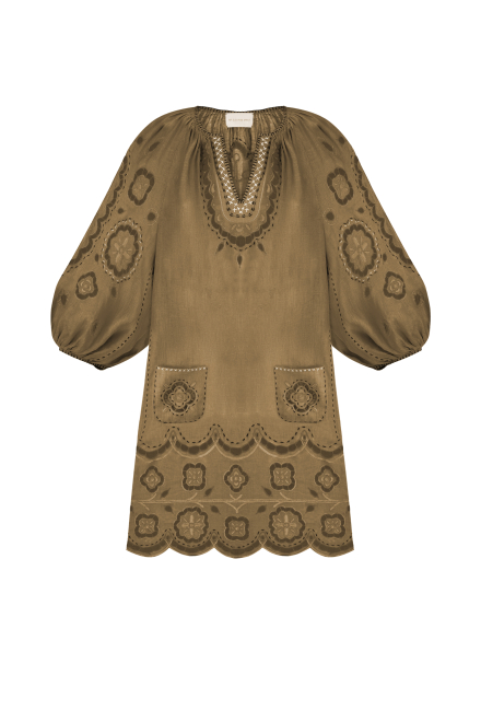 Merezhivo short dress in Golden Green