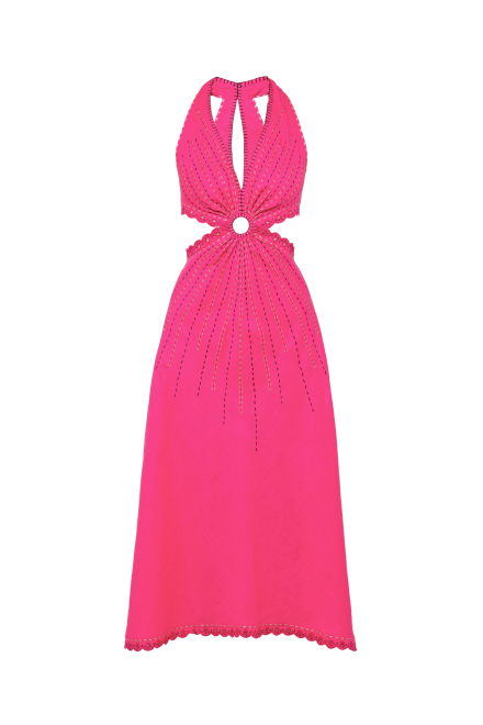 Merezhivo long ring dress in Fuchsia