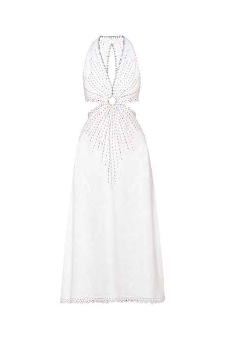 Merezhivo long ring dress in White