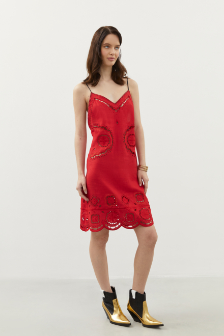 Merezhivo strap short dress in Red
