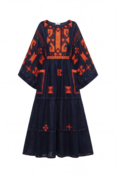 Braille long dress in Navy Blue