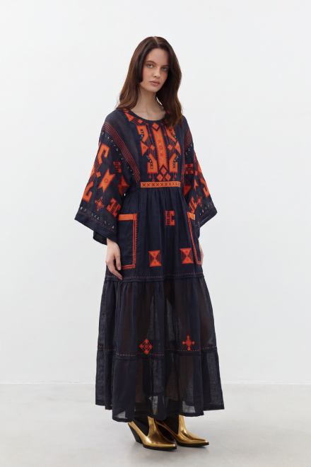 Braille long dress in Navy Blue