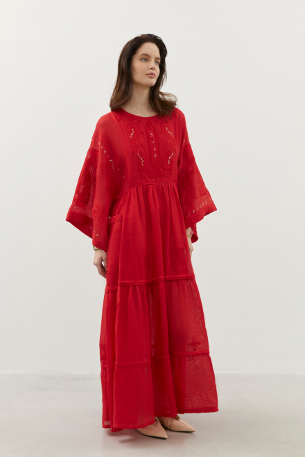 Braille long dress in Red