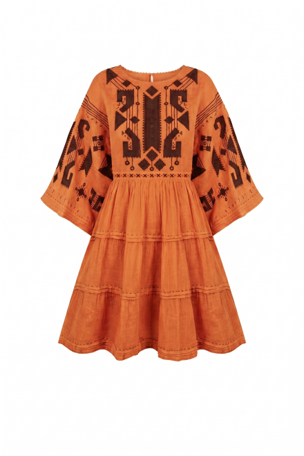 Braille short dress in Orange