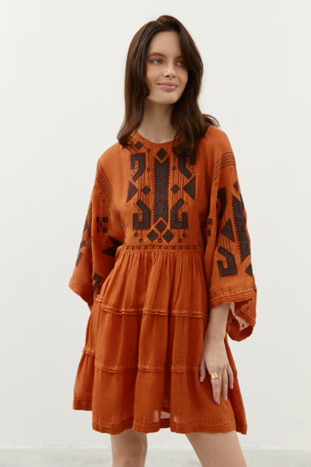 Braille short dress in Orange