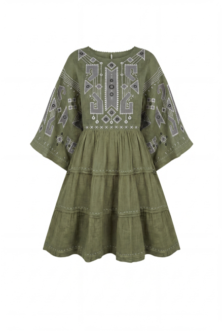 Braille short dress in Pale Green