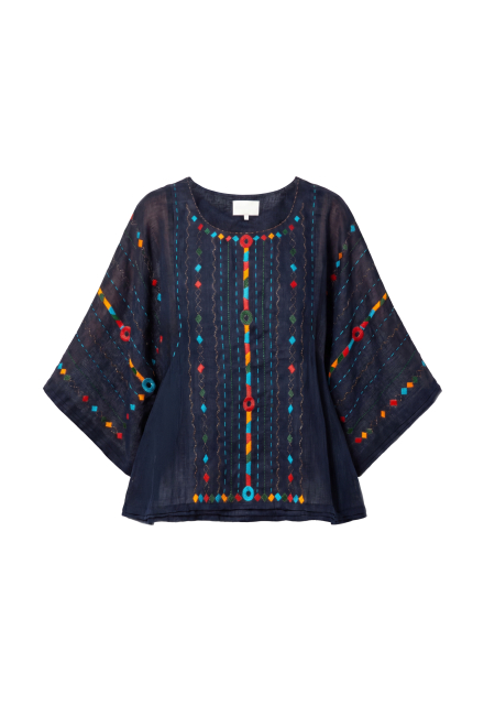 Rain Prayer blouse in Navy Blue