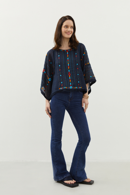 Rain Prayer blouse in Navy Blue
