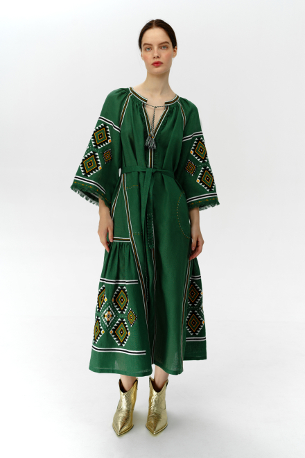 Kylymy midi dress in Dark green