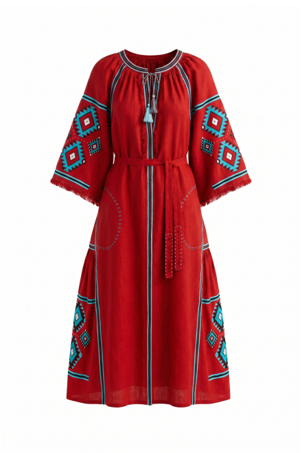 Kylymy midi dress in Red