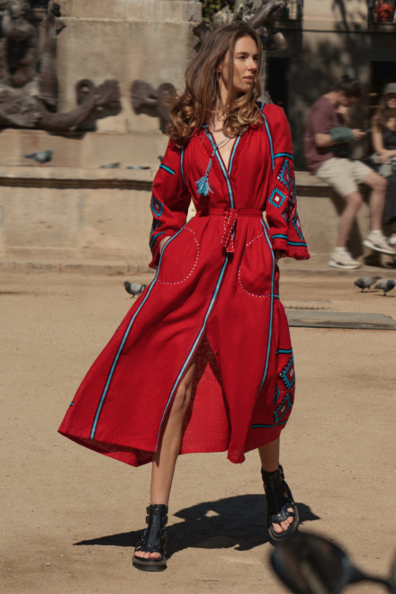 Kylymy midi dress in Red