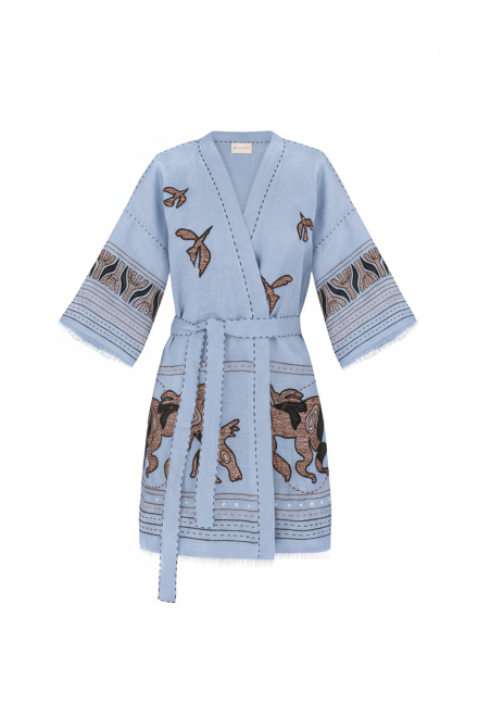 Animal realm short kimono in Pale Blue