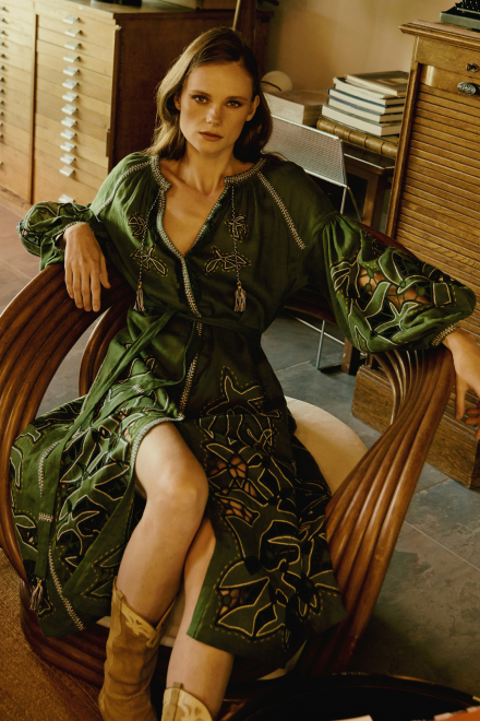 Flying home midi dress in Green