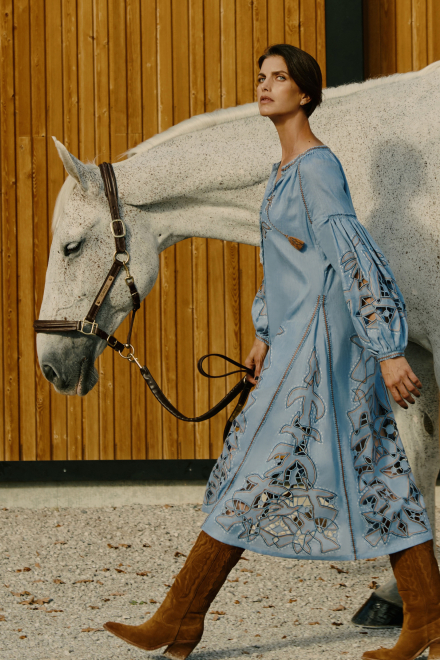 Flying home midi dress in Pale Blue