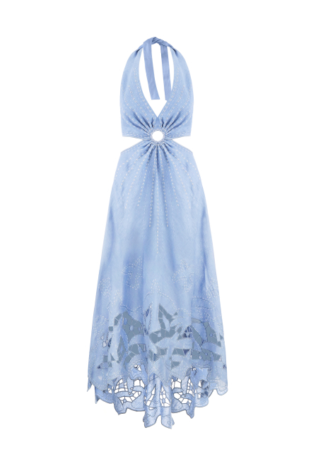 To the light long sarafan dress in Pale blue