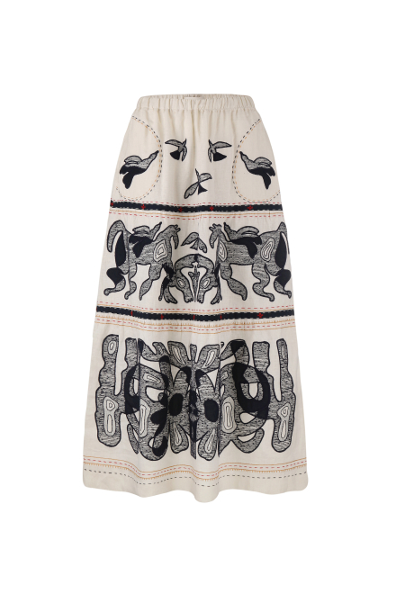 Animal realm long skirt in Ivory