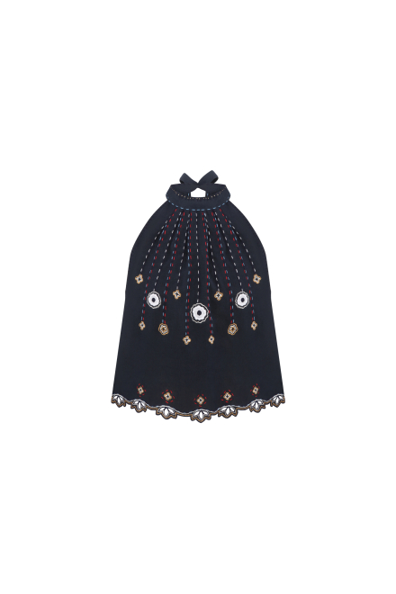 Check mate top in Navy blue