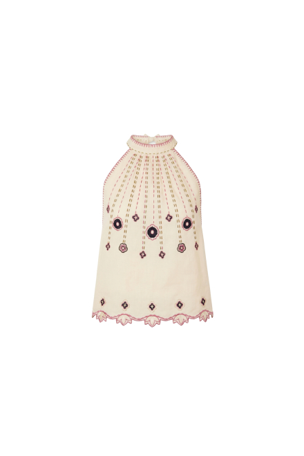 Check mate top in Ivory