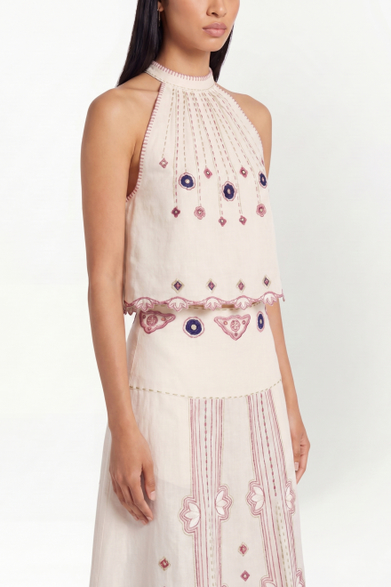 Check mate top in Ivory