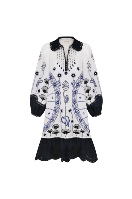 Burning tiger short dress in White