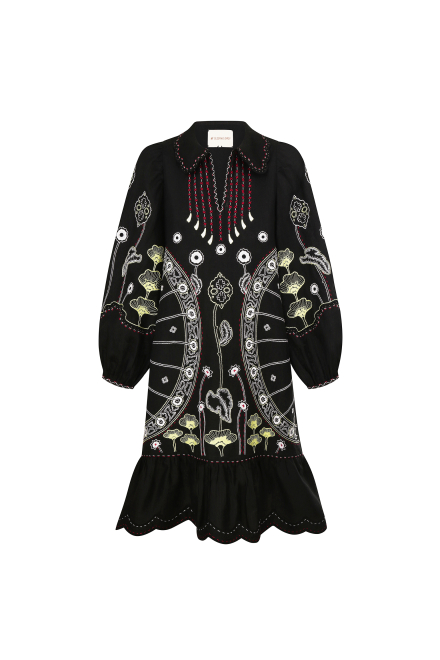 Burning tiger short dress in Black