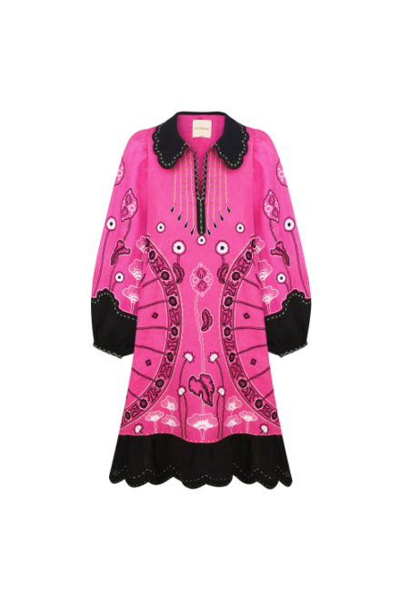 Burning tiger short dress in Fuchsia