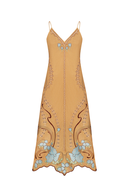 Moet long sarafan dress in Mustard