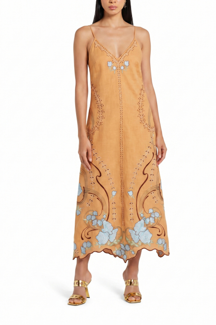 Moet long sarafan dress in Mustard