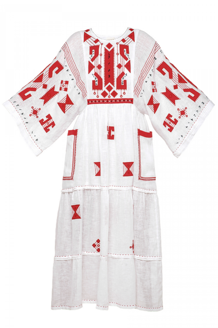 Braille Long Dress in White