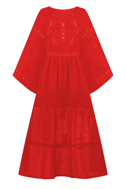 Braille Long Dress in Red