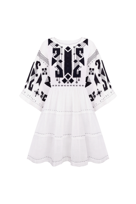 Braille Short Dress in White