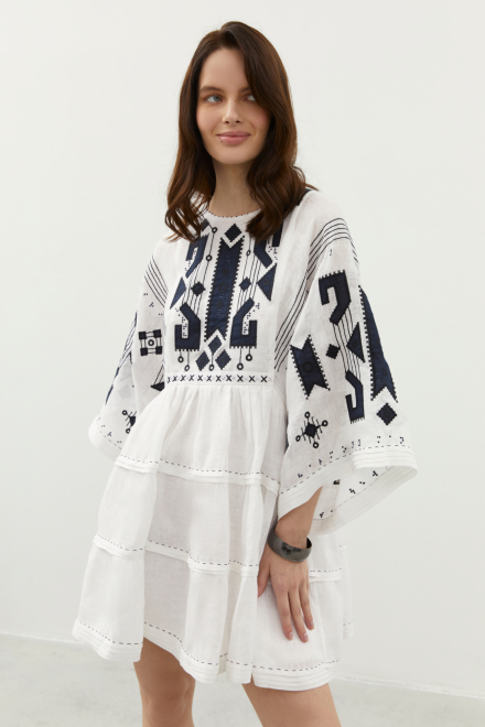 Braille Short Dress in White