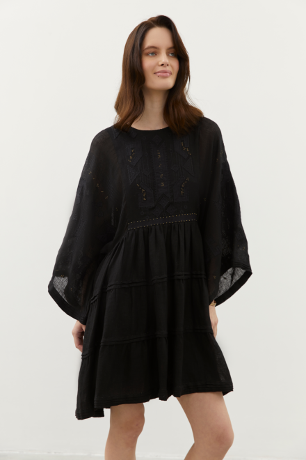 Braille Short Dress in Black