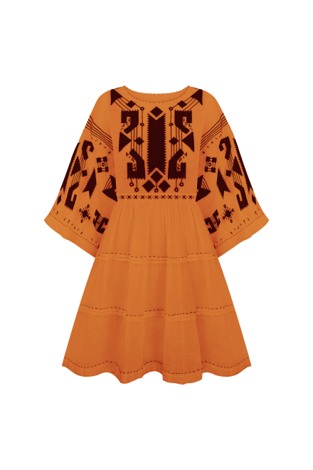 Braille Short Dress in Orange