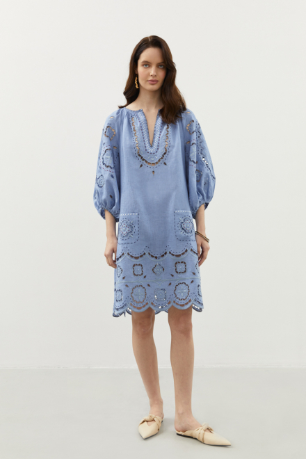 Merezhivo Short Dress in Pale Blue