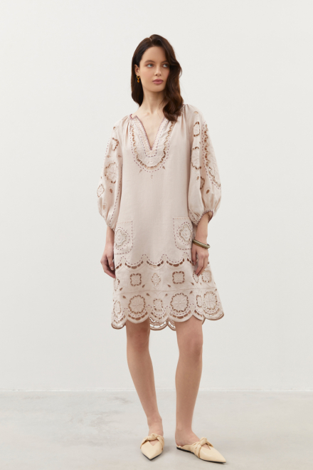 Merezhivo Short Dress in Nude