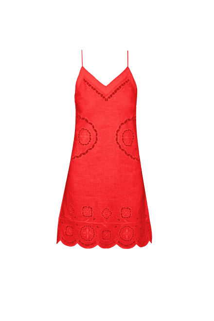 Merezhivo Strap Short Dress in Red