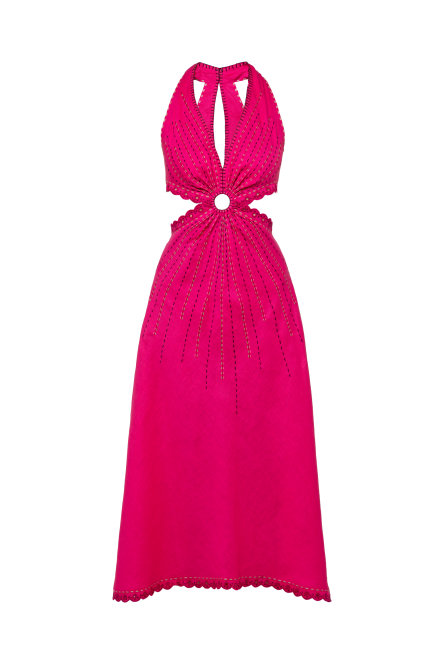 Merezhivo Long Ring Dress in Fuchsia