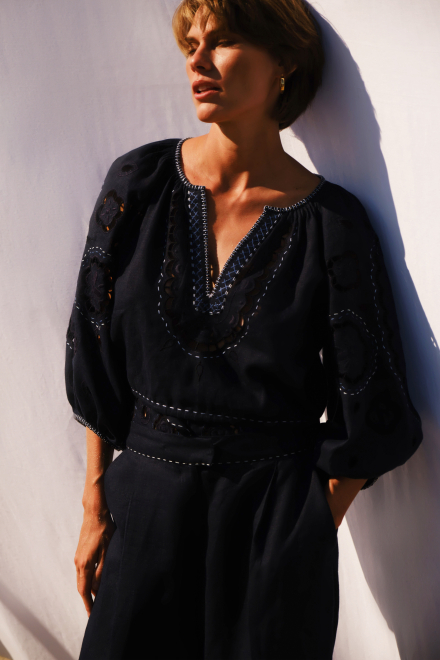 Merezhivo Blouse in Navy Blue