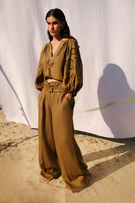 Merezhivo Blouse in Golden Green